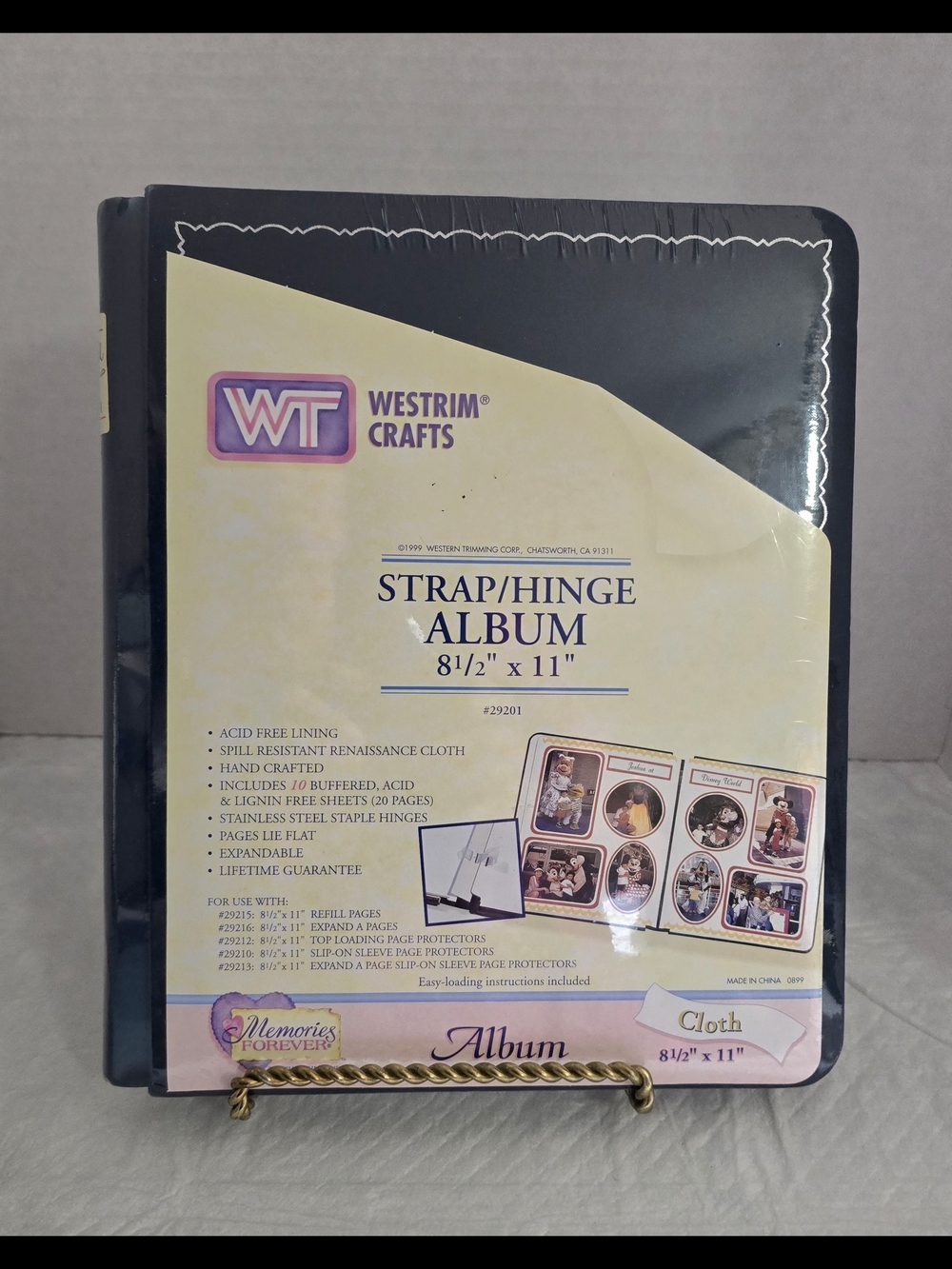 Vtg Westrim Crafts Navy Cloth Scrapbook Album Strap/Hinge Memories Forever NIP.